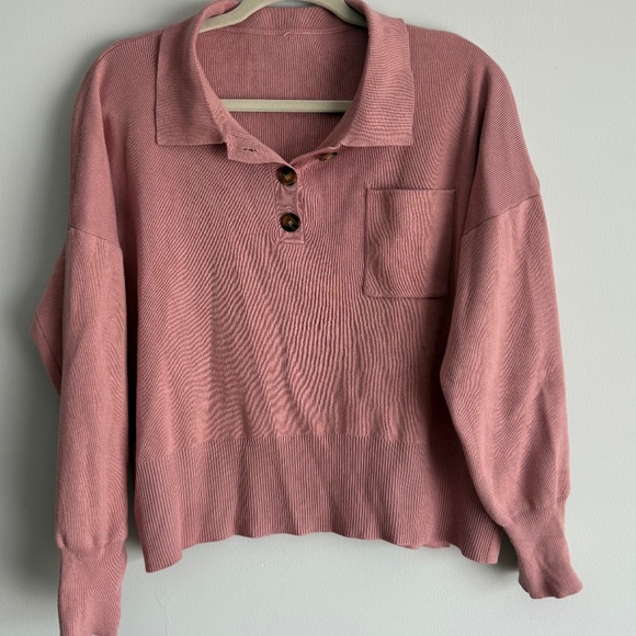 Pink Collared Sweater - Picture 1 of 7